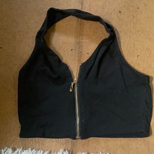 Black over the neck crop top